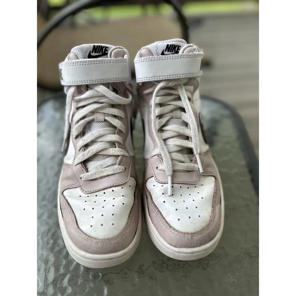 Nike Court Borough Mid 2 Kids Sneakers Girl's‎ Size 7Y White Pink